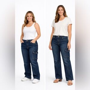 (O10)Women’s stylish jeans Size XL OR 16W .. pockets on legs like cargo.